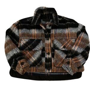 BLANKNYC Plaid Crop Oversized Shacket | Soft Brushed Wool-Feel Jacket NWOT, XS